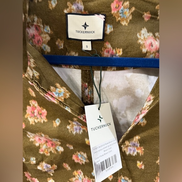 Tuckernuck Hazel Floral Corduroy Mini Dress S Brown Clifton Fall Floral NWT - Picture 11 of 15